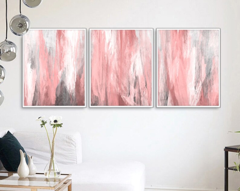 Blush Pink Decor Blush Pink Wall Art 3 Poster Set Bedroom Etsy Canada
