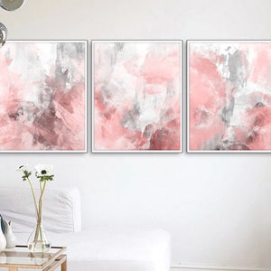 Blush Pink Decor, Blush pink wall art, 3 Poster Set, Bedroom Poster Set, 3 Canvas Set, Printable Wall Art, Art, Blush Pink Gray Wall Art
