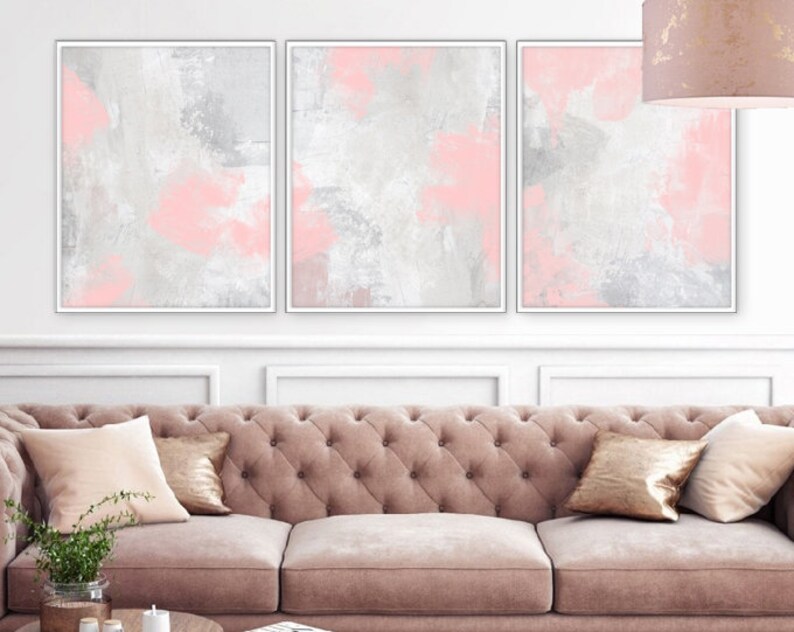 Blush Pink Decor Blush Pink Wall Art 3 Poster Set Bedroom Etsy
