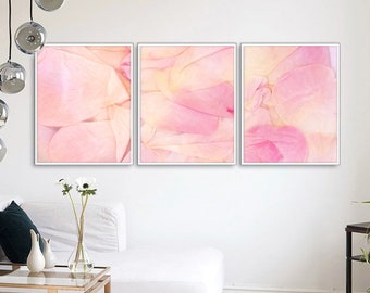 Blush Pink Decor Blush Pink Wall Art 3 Poster Set Bedroom | Etsy