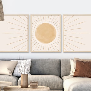 Boho Set of 3,Boho WallArt, Bohemian Sun Wall Art,Mid Centoury Art,Rising Sun Boho,Wall Art, Boho Printable, Boho Decor, Bedroom WallArt