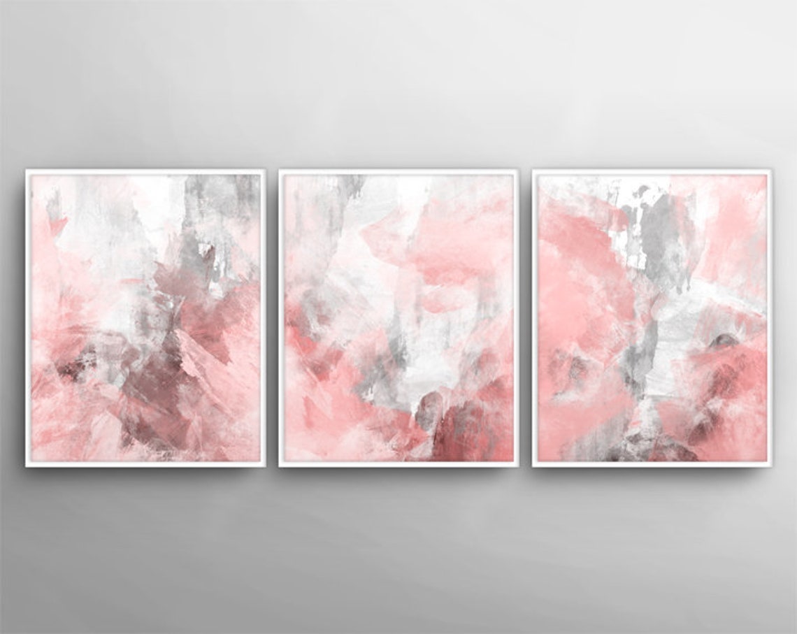 Blush Pink Decor Blush Pink Wall Art 3 Poster Set Bedroom | Etsy