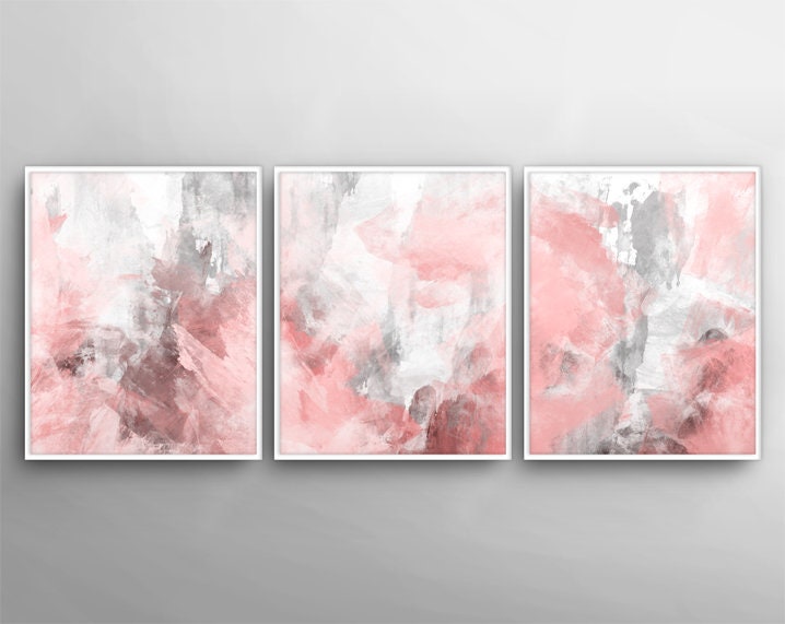 Blush Pink Decor Blush Pink Wall Art 3 Poster Set Bedroom Etsy