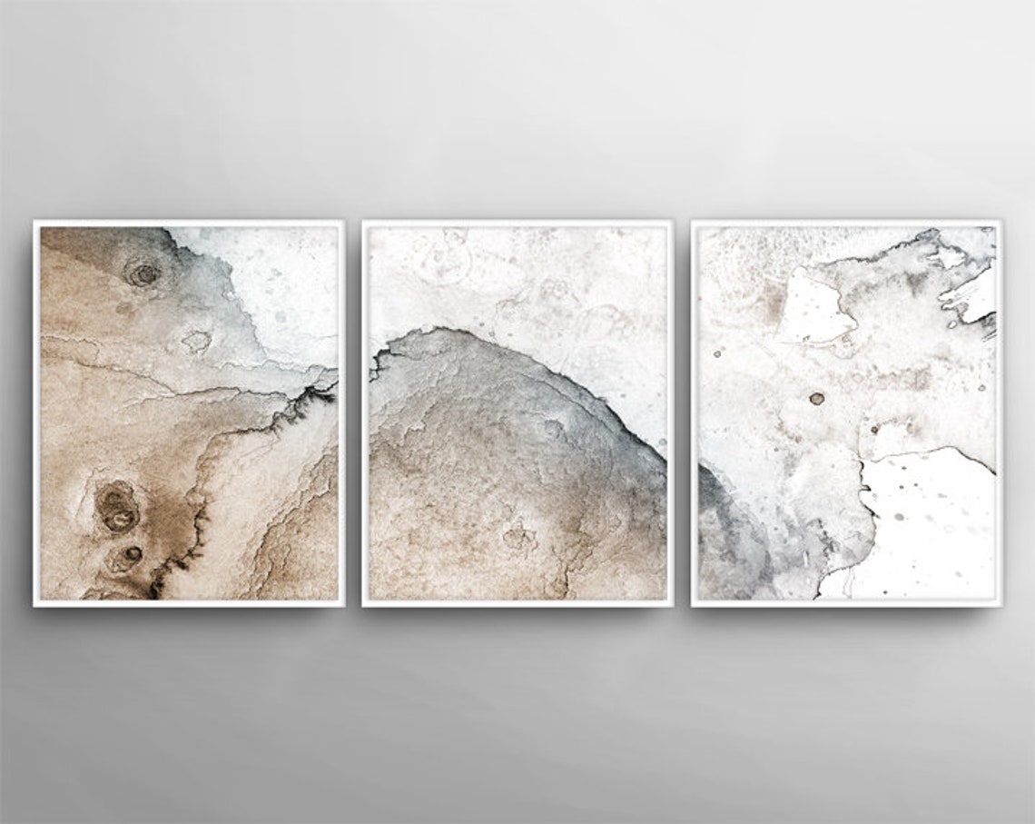 Neutral Modern Art Set of 3 Neutral Contemporary Art Etsy