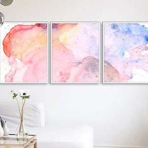 3 Poster Set, Blush pink wall art, Bedroom Poster Set, Set of 3 , 3 Canvas Set, Printable Wall Art,Watercolor Blush Pink, Watercolor WallArt