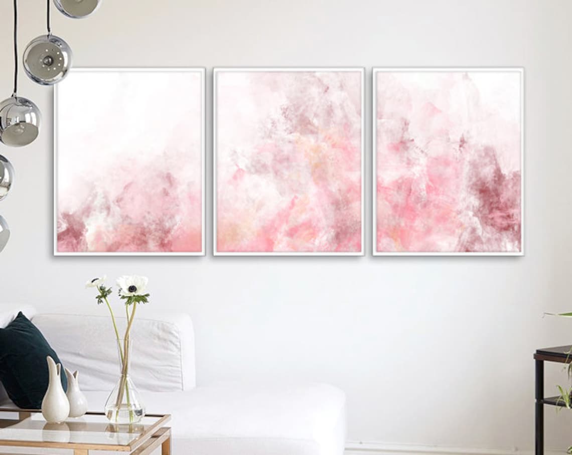 Blush Pink Decor Blush Pink Wall Art 3 Poster Set Bedroom - Etsy