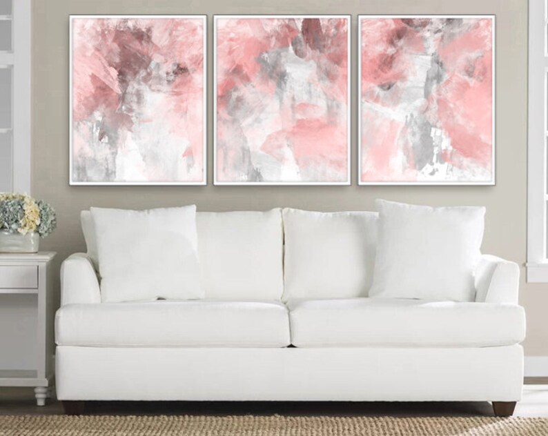 Blush Pink Decor Blush Pink Wall Art 3 Poster Set Bedroom Etsy