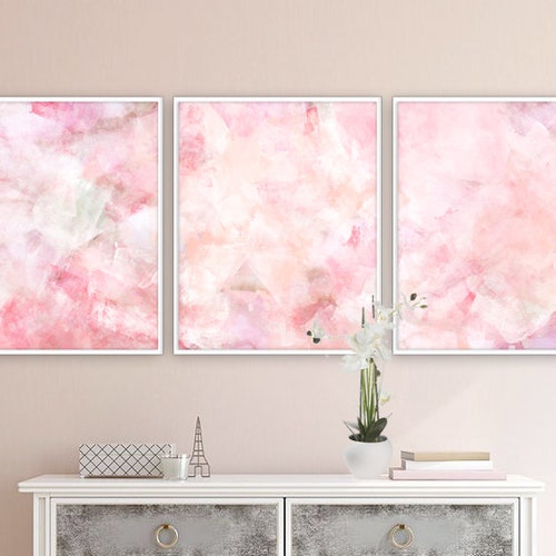 Blush Pink Wall Artbedroom Poster Set Set of 3 3 Canvas - Etsy
