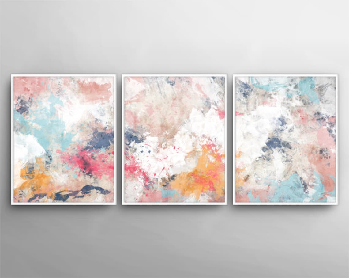 Modern Wall Art Set of 3 Painting Canvas Art 3 Canvas Etsy