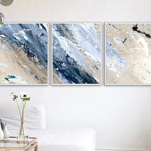 Living Room Poster Set, Set of 3 , Blue Art Set, Blue Set of 3, 3 Poster Set ,Printable Wall Art, Modern Set , Printable Canvas Set, BlueArt