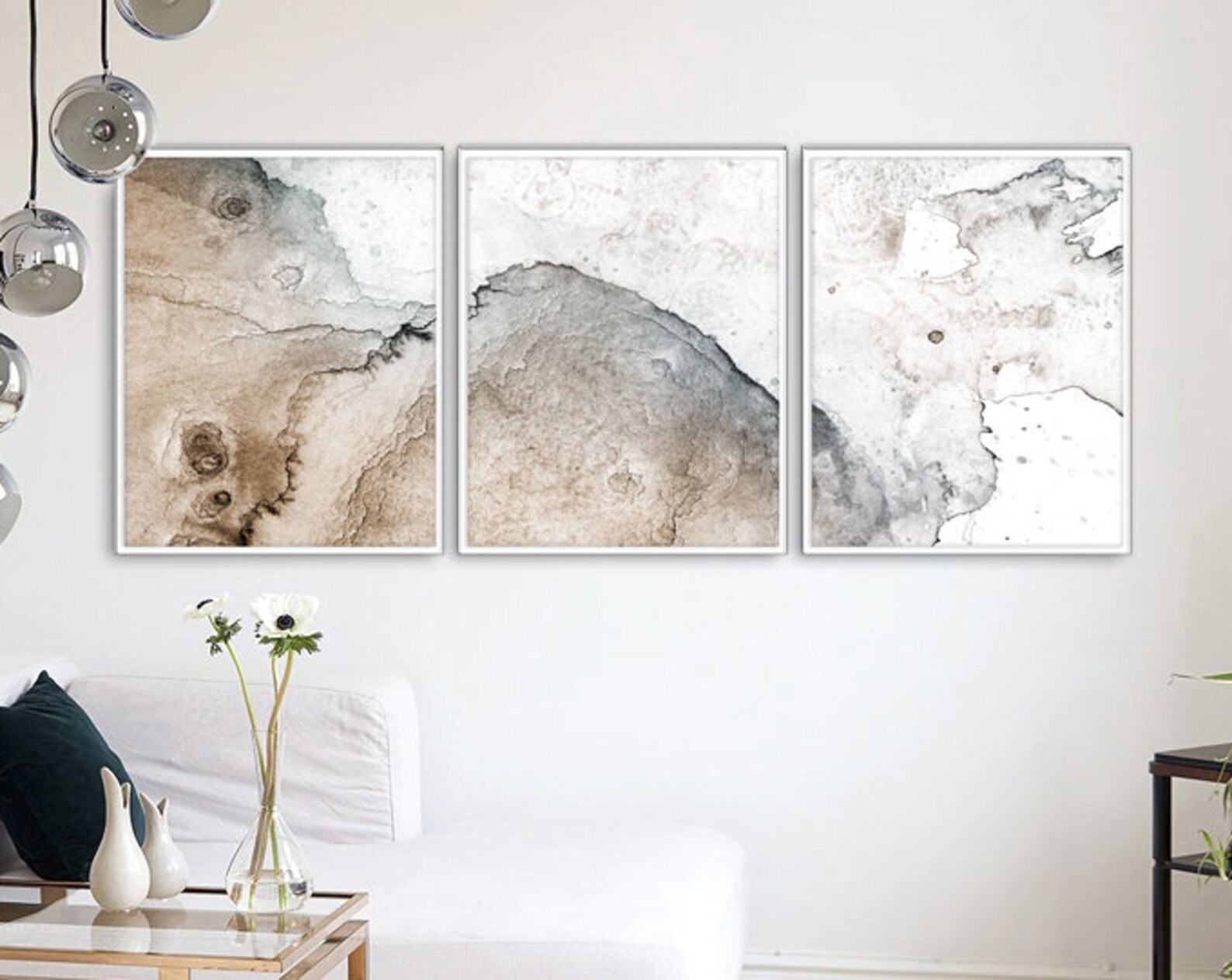 Neutral Modern Art Set of 3 Neutral Contemporary Art Etsy