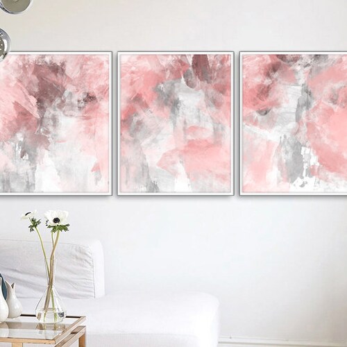 Blush Pink Decor Blush Pink Wall Art 3 Poster Set Bedroom Etsy Canada