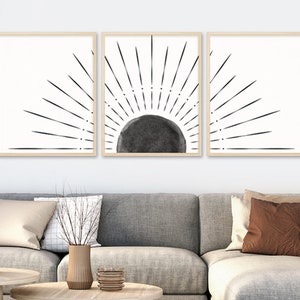Bnw Set of 3,Rising Sun WallArt, Sun Wall Art, Sun Decoration Art ,Rising Sun BnW, Wall Art, Printable Rising Sun, Sun Decor,Bedroom WallArt