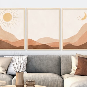 Boho Sun Moon,Boho Wall Art, Boho Set, Sun Moon Art ,Rising Sun Boho, Wall Art, Boho Printable, Boho Decor, Bedroom Wall Art, Boho Landscape