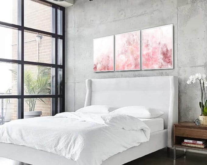 Blush Pink Decor Blush Pink Wall Art 3 Poster Set Bedroom Etsy