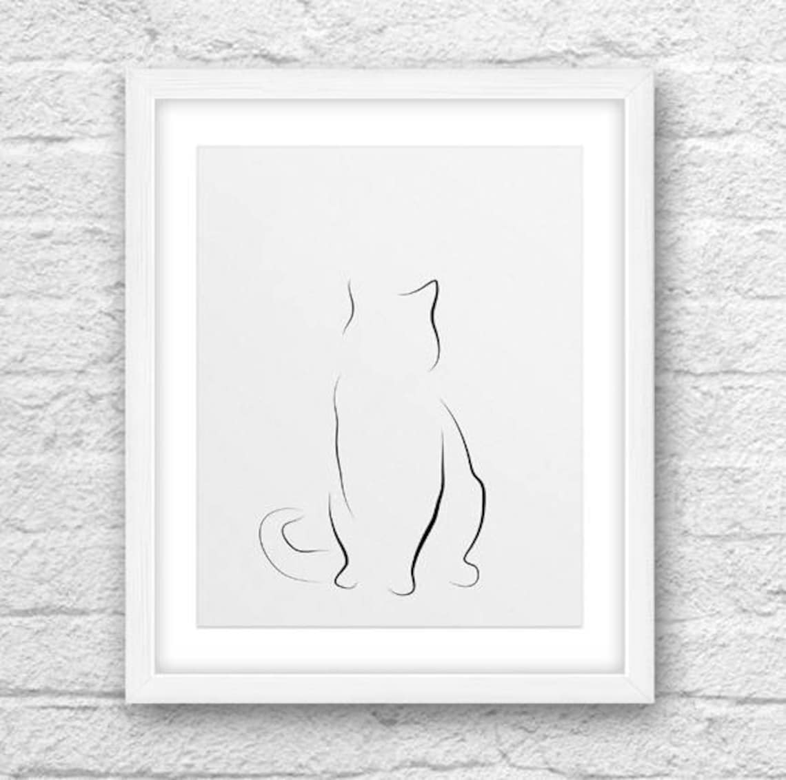 Cat Line Art Cat Art Cat Wall Decor Printable Cat Cat Etsy