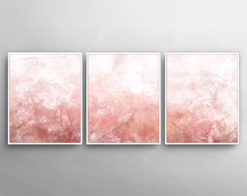 Blush Pink Decor Blush Pink Wall Art 3 Poster Set Bedroom Etsy
