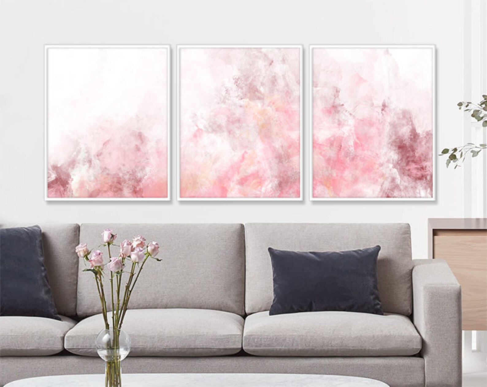 Blush Pink Decor Blush Pink Wall Art 3 Poster Set Bedroom - Etsy