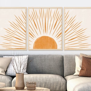 Boho Set of 3,Boho WallArt, Bohemian Sun Wall Art, Sun Decoration Art ,Rising Sun Boho,Wall Art, Boho Printable, Boho Decor,Bedroom Wall Art