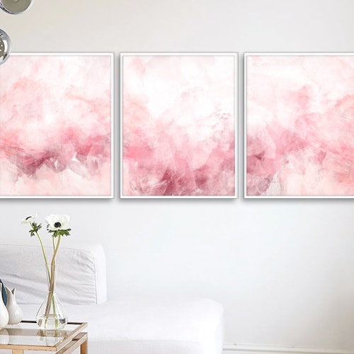 Blush Pink Decor Blush Pink Wall Art 3 Poster Set Bedroom - Etsy
