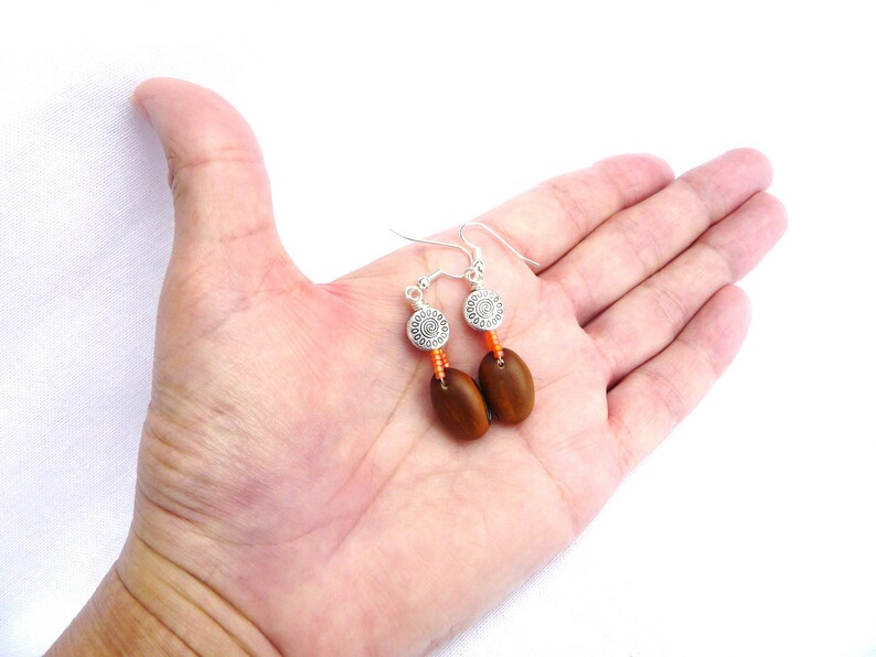 handmade earrings autumn earrings eco-friendly, brown natural drop earrings natural jewelry
