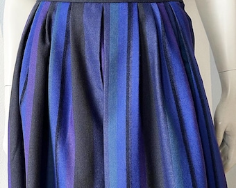 YVES SAINT LAURENT saia plissada de lã listrada azul vintage saia com pregas tamanho S/36