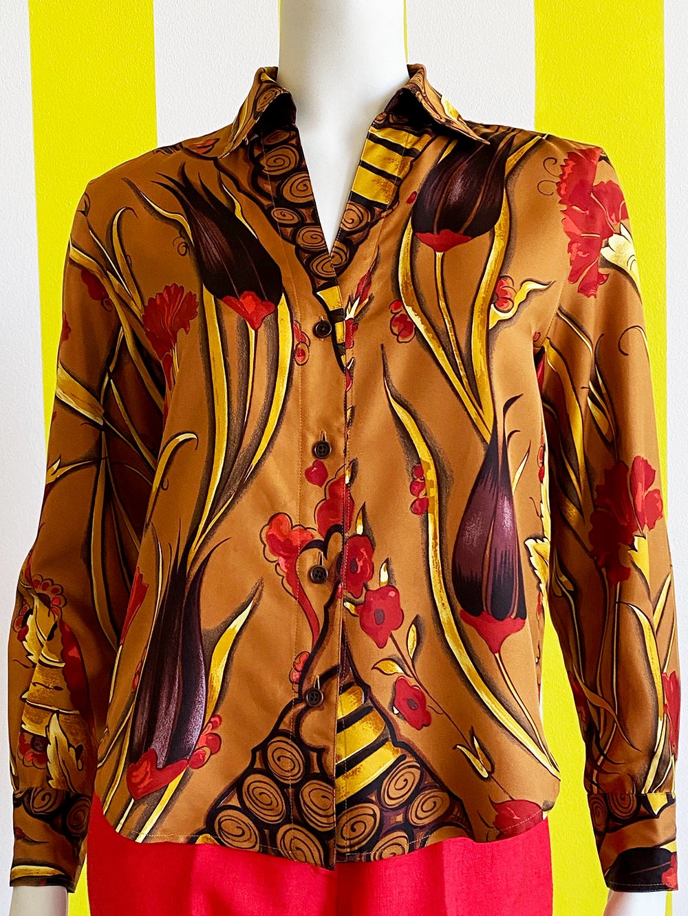Hermes Men's Shirt Silk Iconic Prints Button Down Shirt 39 15.5
