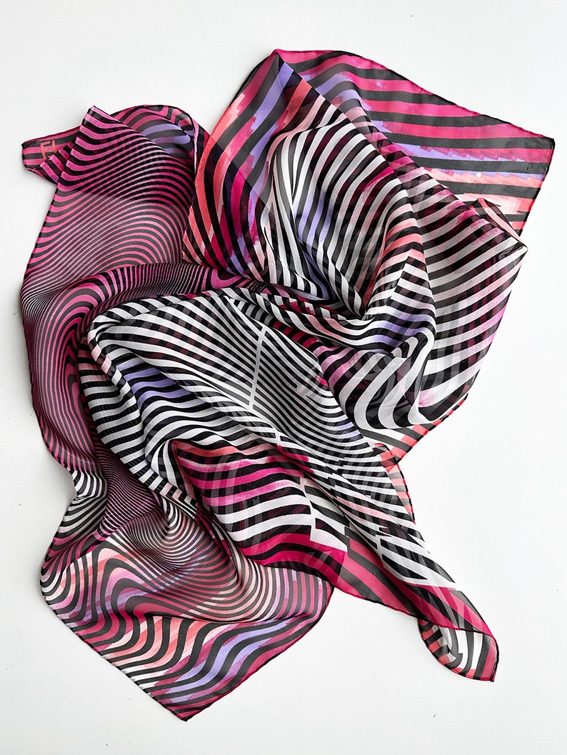 FENDI Square Silk Semi-transparent Scarf Carré Foulard Psychedelic ...