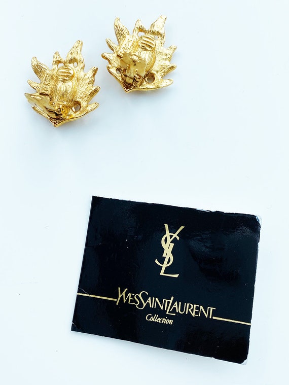 YVES SAINT LAURENT Paris vintage goldplated clip … - image 9