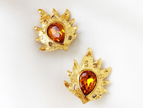 Jean-Louis Scherrer 1980s Gold Plated Vintage Earrings UK