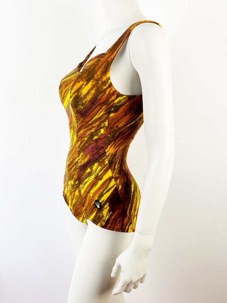 TRIUMPH vintage sixties bathing suit swimsuit in yellow and brown size 36/38 image 3