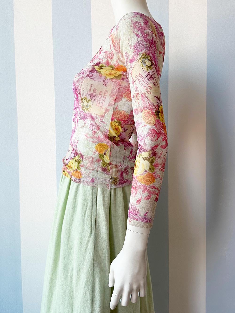 JEAN-PAUL GAULTIER Vintage Y2K Pink Nylon Mesh Transparent 