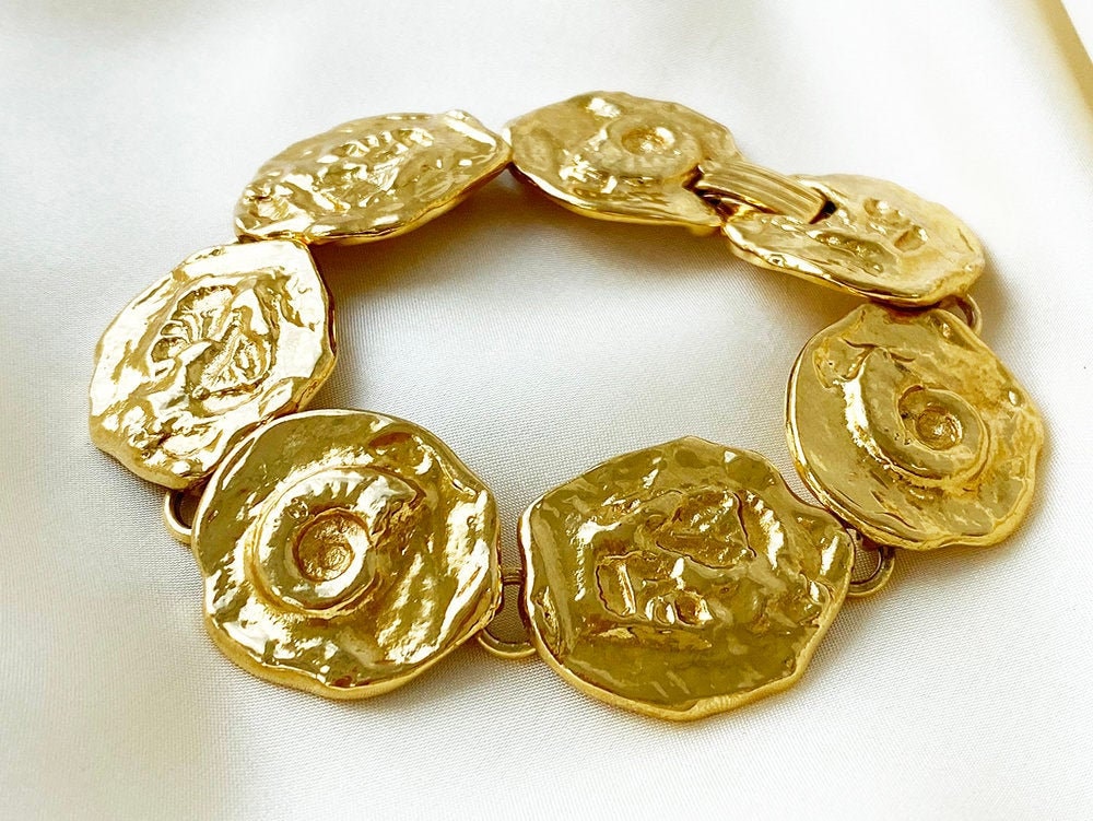 ★希少★Yves Saint Laurent bracelet vintage Vintage 1990's Yves Saint Laurent Wide Glass Chain Bracelet