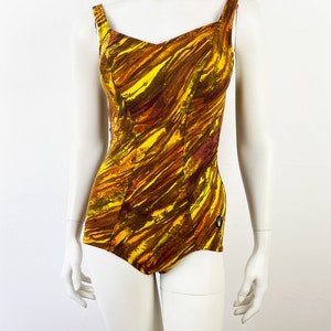 TRIUMPH vintage sixties bathing suit swimsuit in yellow and brown size 36/38 image 2