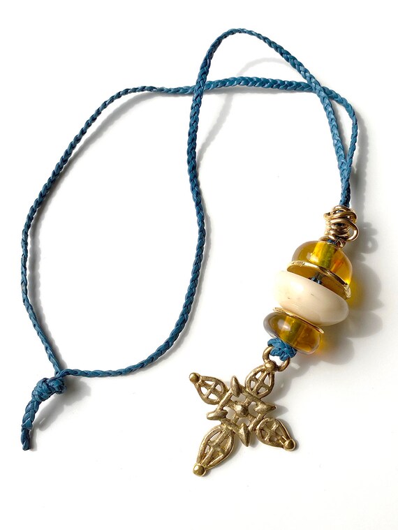 Collier Vintage Jacky De G. Paris - Croix Dorée - Style Madonna Années 80/90