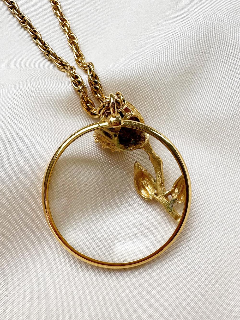 アクセサリー vintage CARVEN Paris necklace jewelry CARVEN PARIS Goldplated Long Necklace With Magnifying Glass