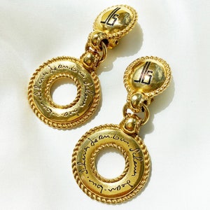 Jean-Louis Scherrer 1980s Gold Plated Vintage Earrings UK