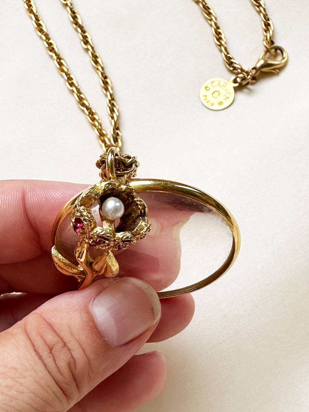 CARVEN PARIS Goldplated Long Necklace With Magnifying Glass