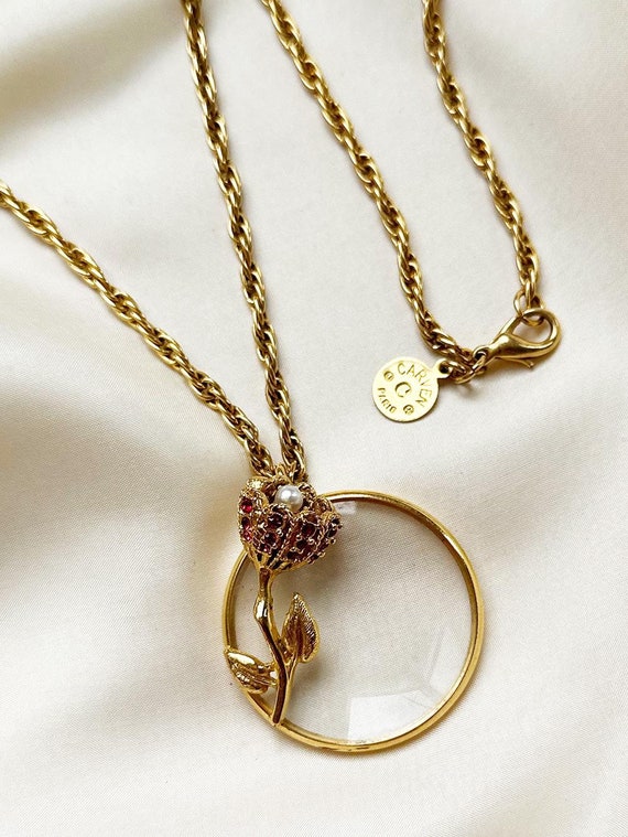 CARVEN PARIS Goldplated Long Necklace With Magnifying Glass