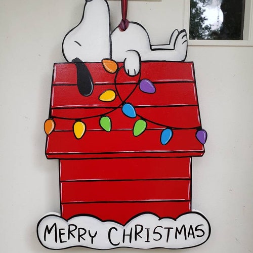 Snoopy on Doghouse Door Hang Etsy