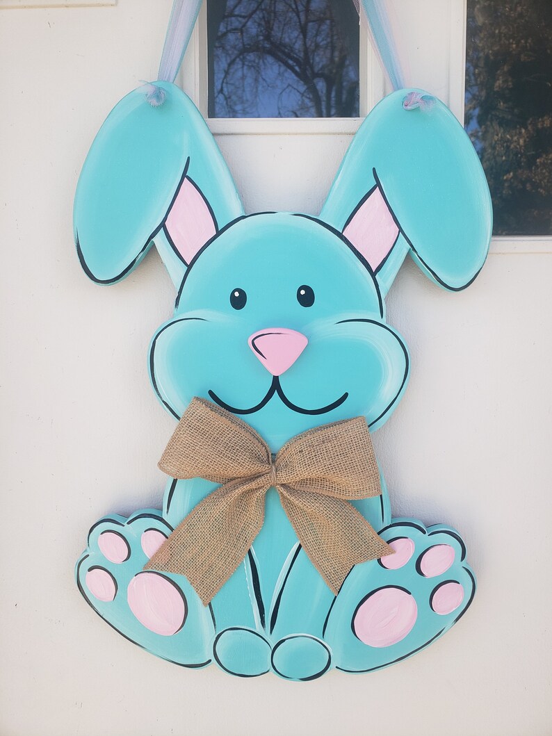 Zawieszka na drzwi 3D w kształcie Króliczka Wielkanocnego w 10 kolorach Blue Bunny