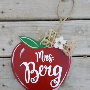 Teachers Gift Apple 9" door hang in any colors you want