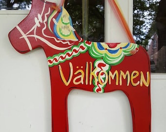 Swedish Dala Horse door hang in any color you want