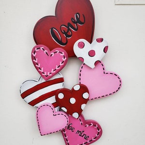 Cluster of Hearts &quot;Pinks&quot; 3D door hang