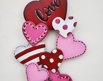 Cluster of Hearts "Pinks" 3D door hang