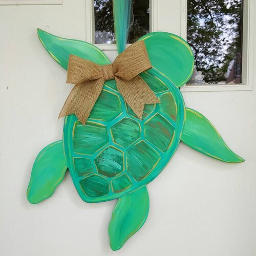 Wooden Sea Turtle Door Hanger Beach Decor Beach Door Wreath - Etsy