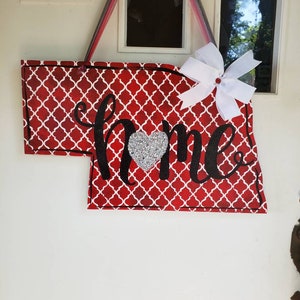 Nebraska &#39;Home&#39; Pattern State door hang in several styles and colors