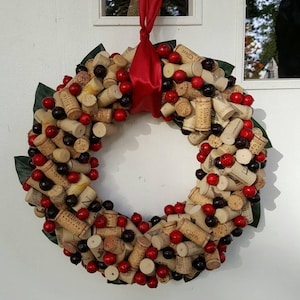 Cranberry Wine Cork Wreath 12-14&quot;