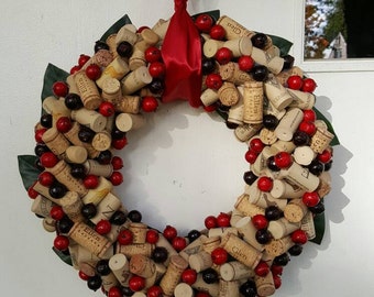 Cranberry Wine Cork Wreath 12-14"