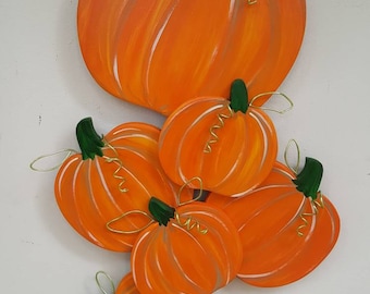 Fall Pumpkin Cluster 3D door hang in Orange or Cream
